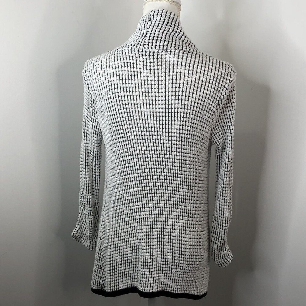 Maeve Anthropologie Womens Open Front Cardigan Sz Medium Black White Knit *FLAW* - Picture 5 of 11
